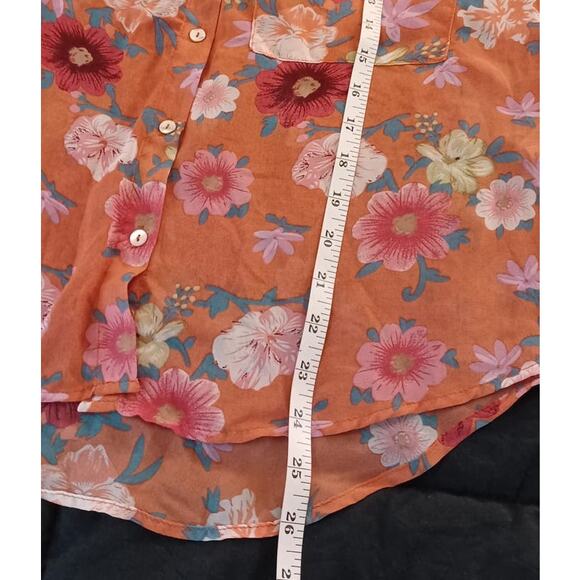 Zuiki Shirt Women's Small Sheer Floral Chiffon Colorful Phoebe Buffay 1990s Boho - Picture 6 of 8